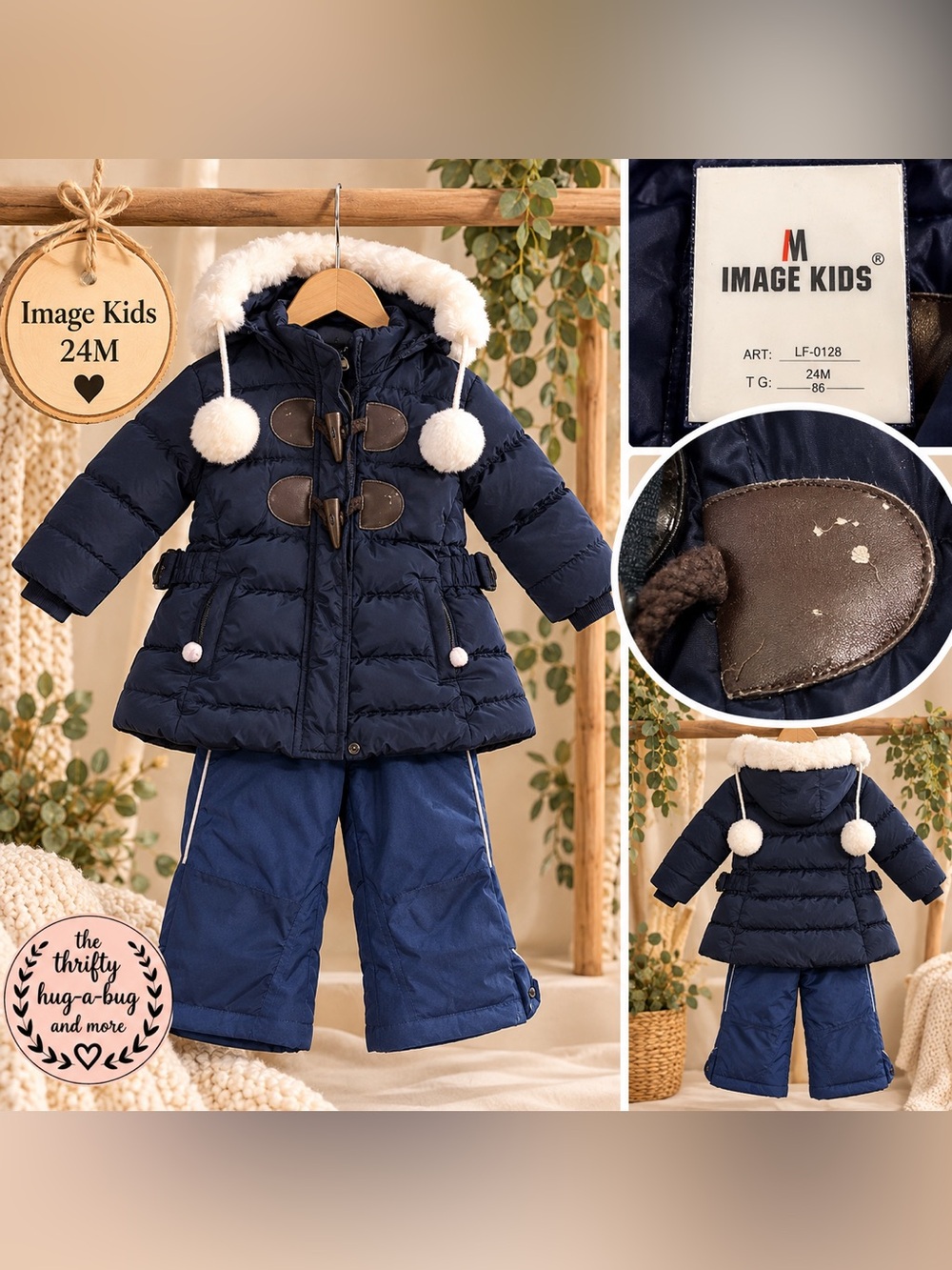 Image Kids 24M Navy Winter Snowsuit Set โ Puffer Coat & Snow Pants โ๏ธ